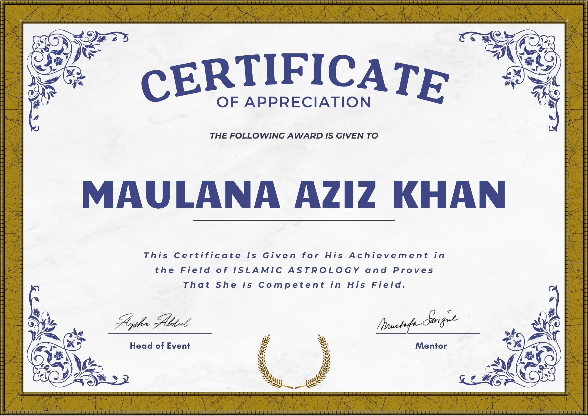 Lifetime Achievement Certificate